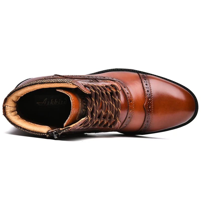 Arkbird Leather Oxfords, Stylish and Comfort Chelsea Ankle Boots with Zipper Reddish-Brown 9 - Image 4