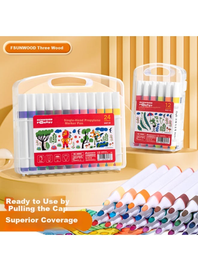 Sunwood 12 Colors Single-head Acrylic Marker Pen Set Non-transparent Stackable For Students Children Easy To Clean Watercolor Pen Doodle Art Painting Pen Forest Series Sh27-12 - Image 1