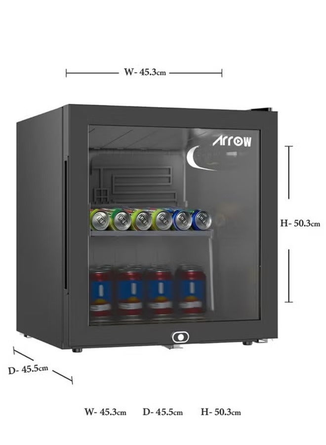 Arrow Display Refrigerator - Single Door Glass - 50L - 1.7 CFT - No Frost – Black - RO-60SCH - Image 2
