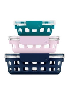 Ello Ello Duraglass Mixed Meal Prep Sets Leak-Proof Glass Food Storage Containers with Silicone Sleeves and Airtight BPA-Free Lids, Dishwasher, Microwave, and Freezer Safe  - Image 1