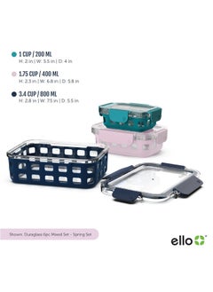 Ello Ello Duraglass Mixed Meal Prep Sets Leak-Proof Glass Food Storage Containers with Silicone Sleeves and Airtight BPA-Free Lids, Dishwasher, Microwave, and Freezer Safe  - Image 3