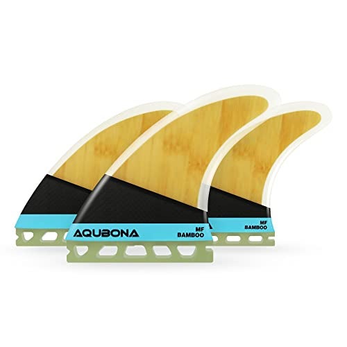 AQUBONA Large (MF) Fin Sets Bamboo Fiberglass Performance Surfboard Fins - Single Tab or Twin Tab Surfboards-with Fin Bag Key Screw - Image 3