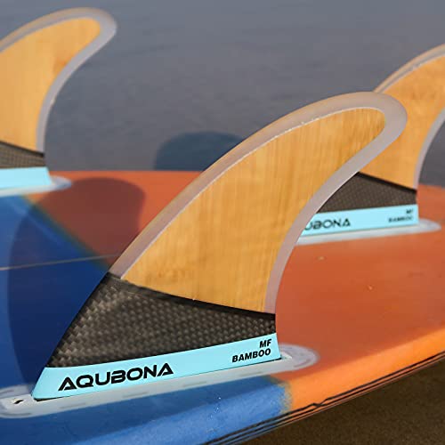 AQUBONA Large (MF) Fin Sets Bamboo Fiberglass Performance Surfboard Fins - Single Tab or Twin Tab Surfboards-with Fin Bag Key Screw - Image 5