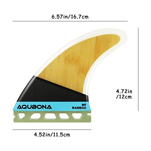 AQUBONA Large (MF) Fin Sets Bamboo Fiberglass Performance Surfboard Fins - Single Tab or Twin Tab Surfboards-with Fin Bag Key Screw - Image 2
