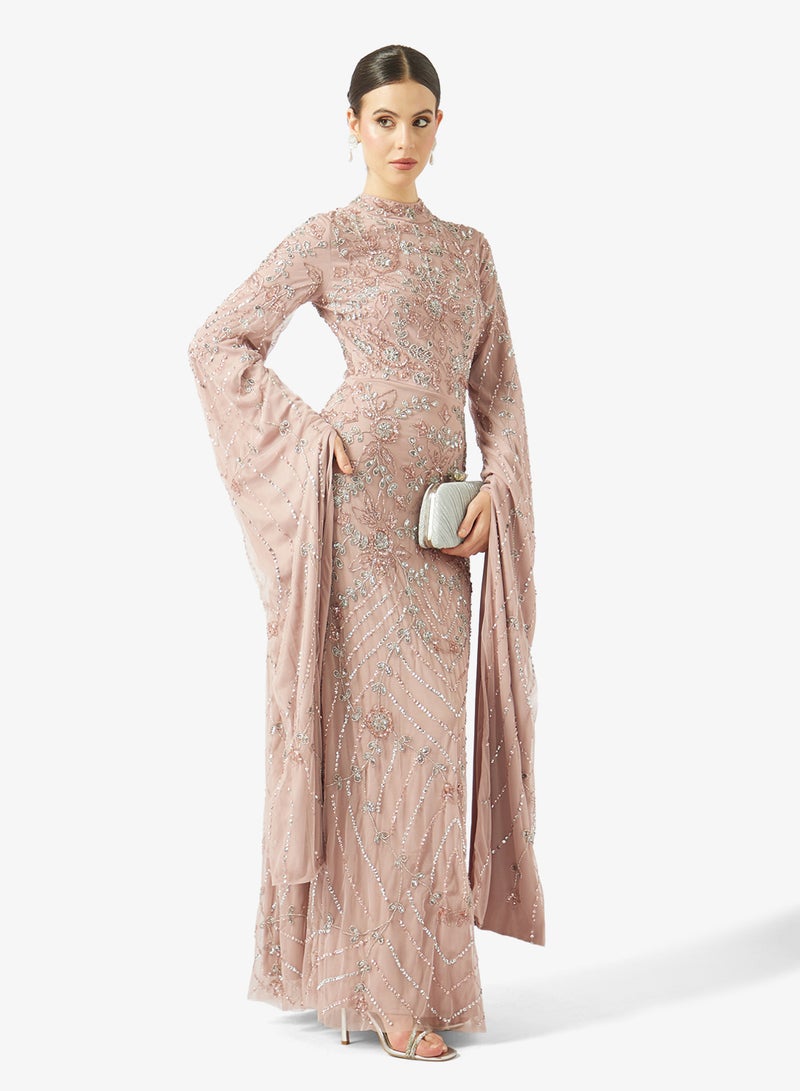 MARYISA Modest Embellished Sequin Maxi Dress - Image 4