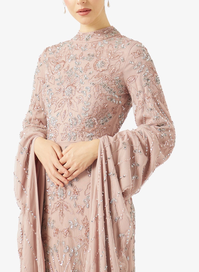 MARYISA Modest Embellished Sequin Maxi Dress - Image 3