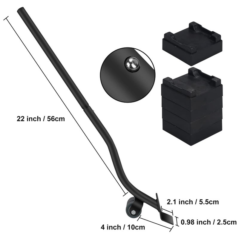 VIOBEPASS Furniture Lifter Tool  Appliance Furniture Metal Lifters For Heavy Furniture Movers Sliders Wheels Easily Safe To Move Sofa Refrigerator Washing Machine (1 Lifter Tool 4 Raise Blocks) - Image 2