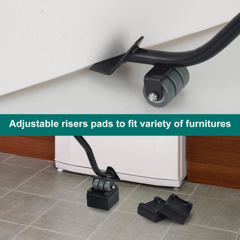 VIOBEPASS Furniture Lifter Tool  Appliance Furniture Metal Lifters For Heavy Furniture Movers Sliders Wheels Easily Safe To Move Sofa Refrigerator Washing Machine (1 Lifter Tool 4 Raise Blocks) - Image 5
