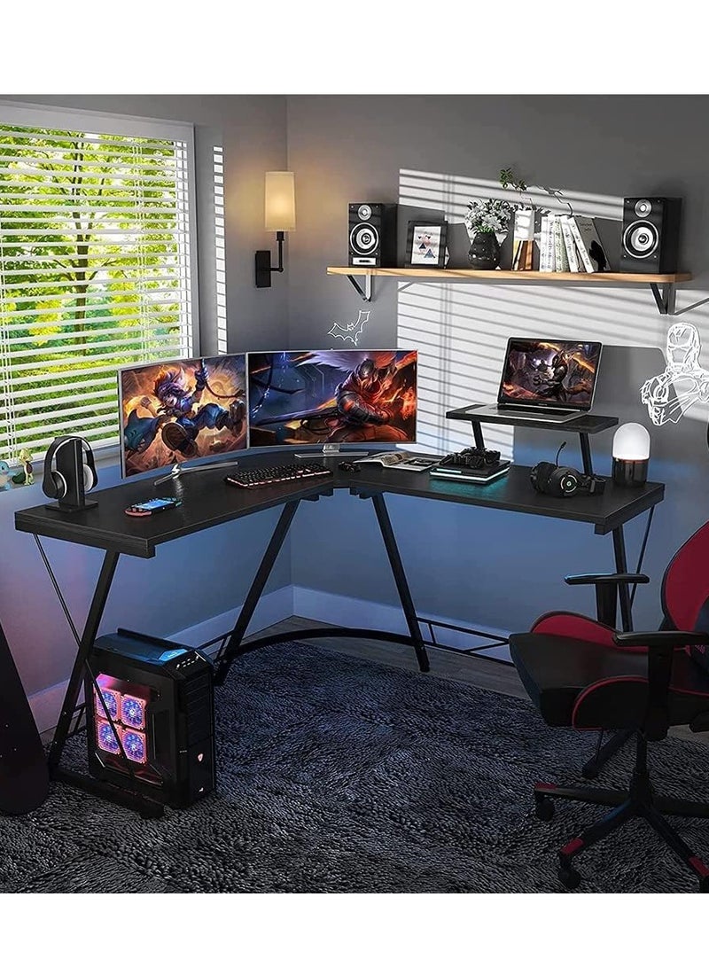ZUIHAO Computer Desk with Adjustable Monitor Shelves, 50 inch Home Office Desk with Monitor Stand Writing DeskL-Shaped Computer Gaming Desk  - Image 1