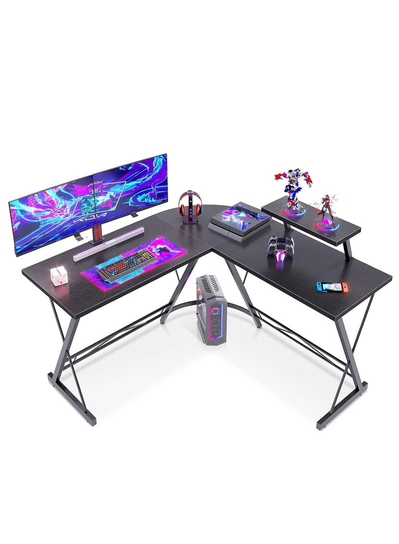 ZUIHAO Computer Desk with Adjustable Monitor Shelves, 50 inch Home Office Desk with Monitor Stand Writing DeskL-Shaped Computer Gaming Desk  - Image 2