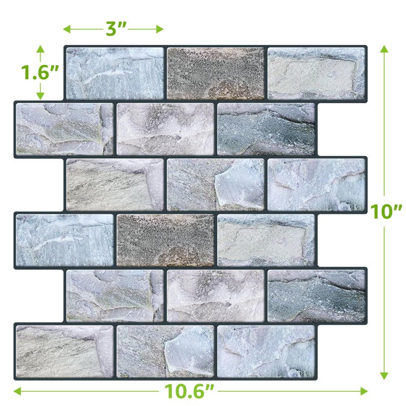 VANCORE Peel and Stick Backsplash for Kitchen: Self Adhesive Wall Tiles for Bathroom - 3D Subway Back Splash - 10 Sheets Vinyl Blue Waterproof Wallpaper with Real Marble Texture for Shower - Image 5