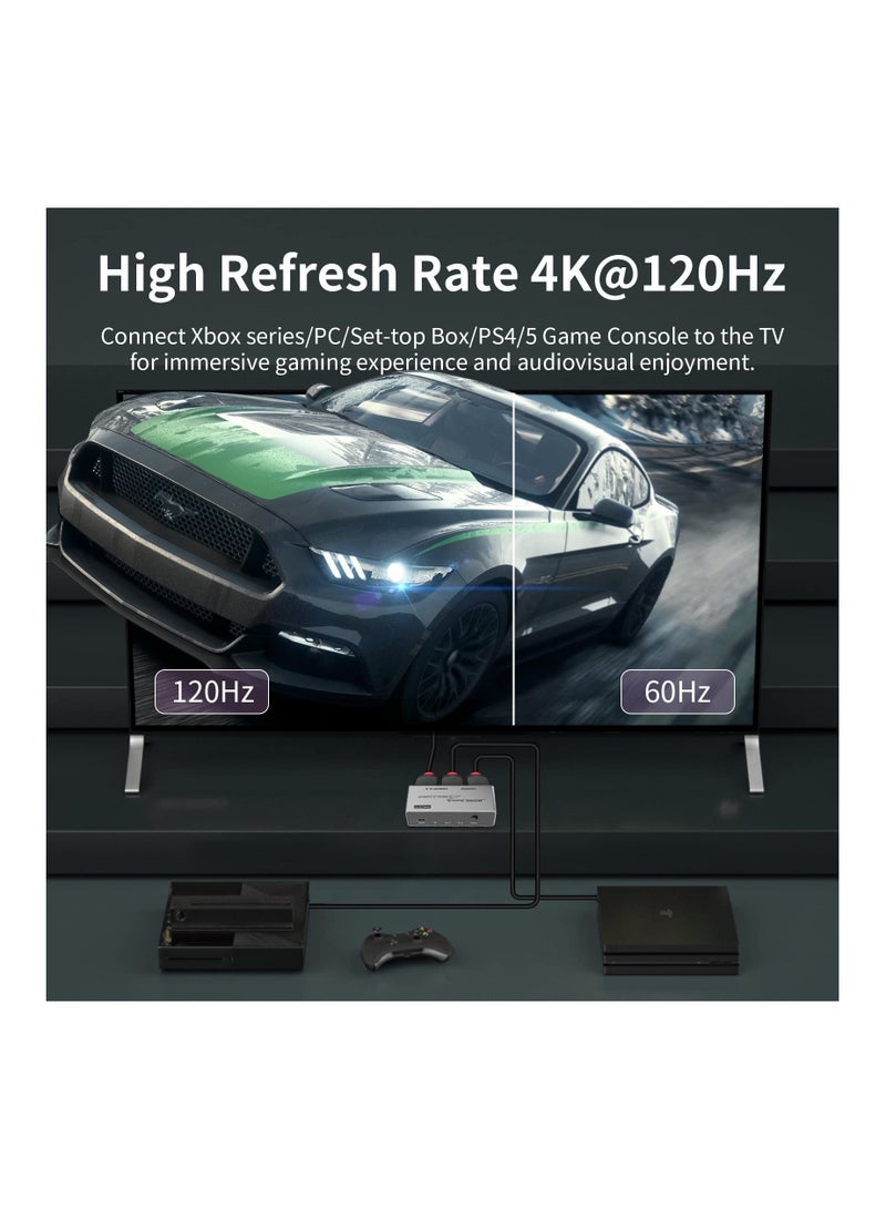 SOLARAE مفتاح ومقسم HDMI 2.1 بدقة 8K، 2x1 مع جهاز تحكم عن بُعد IR، يدعم 8K@60Hz و 4K@120Hz، HDCP 2.3، CEC لجهاز Xbox و PS5 وأجهزة Blu-ray والكمبيوترات المحمولة وأجهزة العرض والشاشات. - Image 5