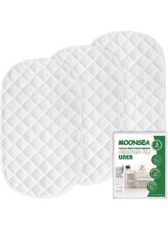 Moonsea Moonsea Diaper Changing Pad Liner Non-Slip, Waterproof Terry Mat Changing Pad Cover Liner, Quilted Absorbent Bassinet Liners Washable, 3 Pack 13"x 26" Reusable Portable Changing Table Pad White  - Image 1