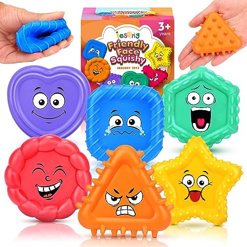 LESONG Sensory Toys Kids Toddlers-Social Emotional Feelings Toys Special Needs, Texture Shapes Learning Toy Preschool Fidget Classroom Must Haves, Calm Down Tools Autistic Children, Stocking Stuffers - Image 1