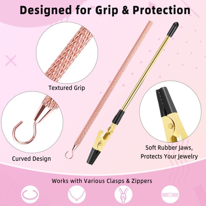 Firstop 2 Pcs Bracelet Helper Tool, Portable Bracelet Assistance Tool Easy to Put on Yourself, Jewelry Clasp Helper for Bracelet, Necklace, Zippers & Crafts â€“ Long Nails & Jewelry Wearing Aid - Image 4