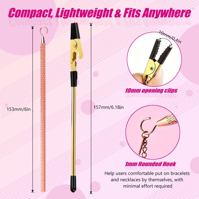 Firstop 2 Pcs Bracelet Helper Tool, Portable Bracelet Assistance Tool Easy to Put on Yourself, Jewelry Clasp Helper for Bracelet, Necklace, Zippers & Crafts â€“ Long Nails & Jewelry Wearing Aid - Image 5