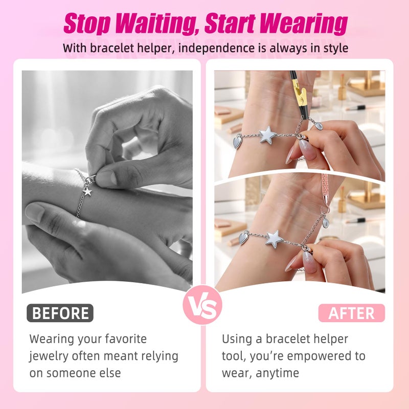 Firstop 2 Pcs Bracelet Helper Tool, Portable Bracelet Assistance Tool Easy to Put on Yourself, Jewelry Clasp Helper for Bracelet, Necklace, Zippers & Crafts â€“ Long Nails & Jewelry Wearing Aid - Image 3