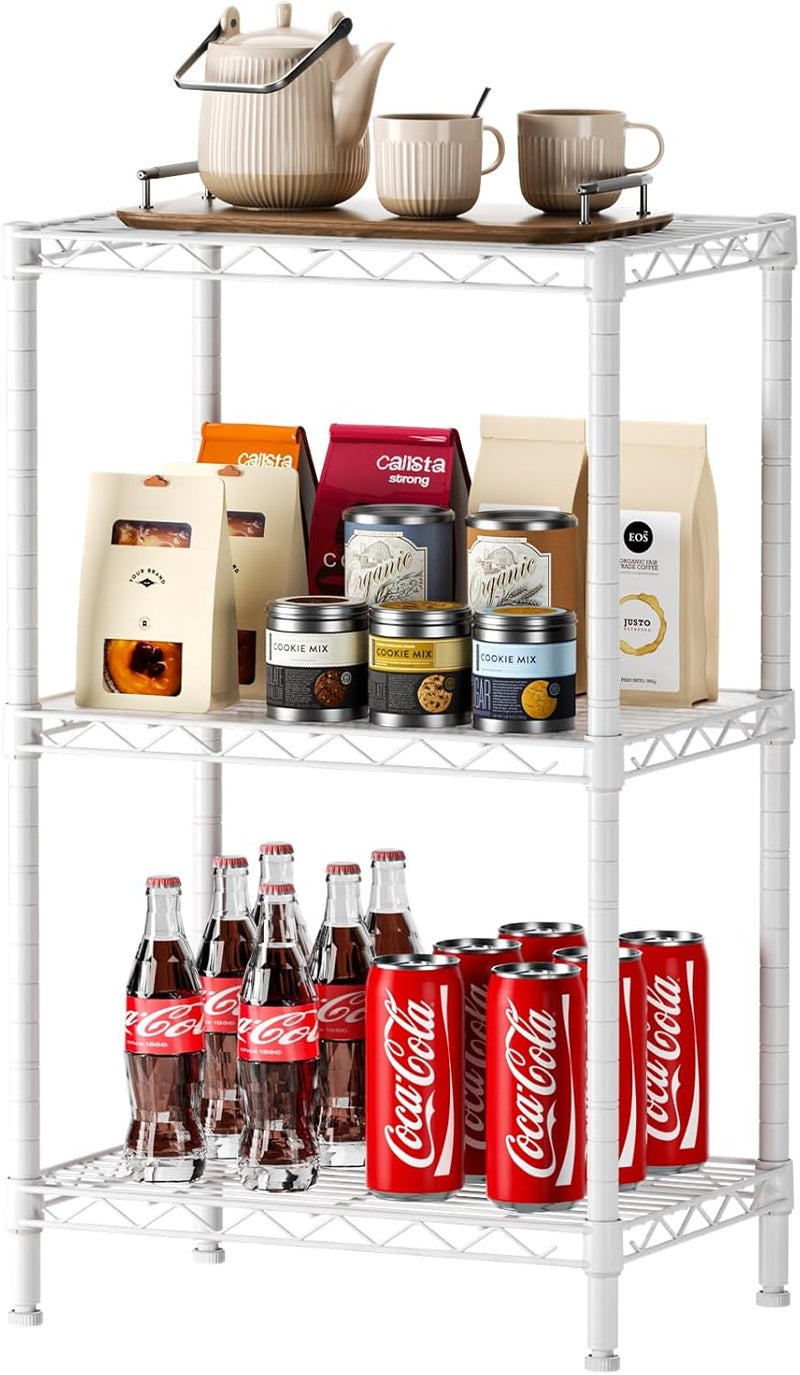 SINGAYE 3 Small Shelves Storage Shelf Wire Shelving Unit Metal Shelf Adjustable Organizers Storage Shelving with Wheels for Bathroom Laundry Room Kitchen Pantry12”D x 18”W x 30”H White - Image 1