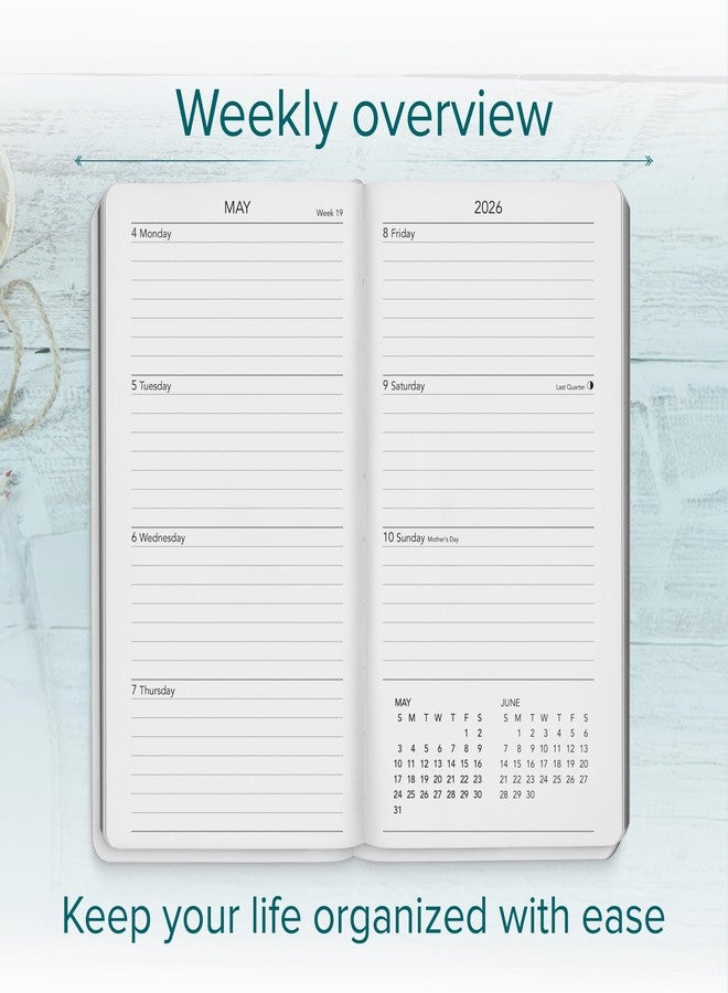 Harbor Pocket Weekly Monthly Planner 2026 - Calendar Planner and Notebook, Durable Faux Leather, 192 Pages, Softcover & Book Bound - Cambridge Cognac - 6 x 3.25 " - Image 2
