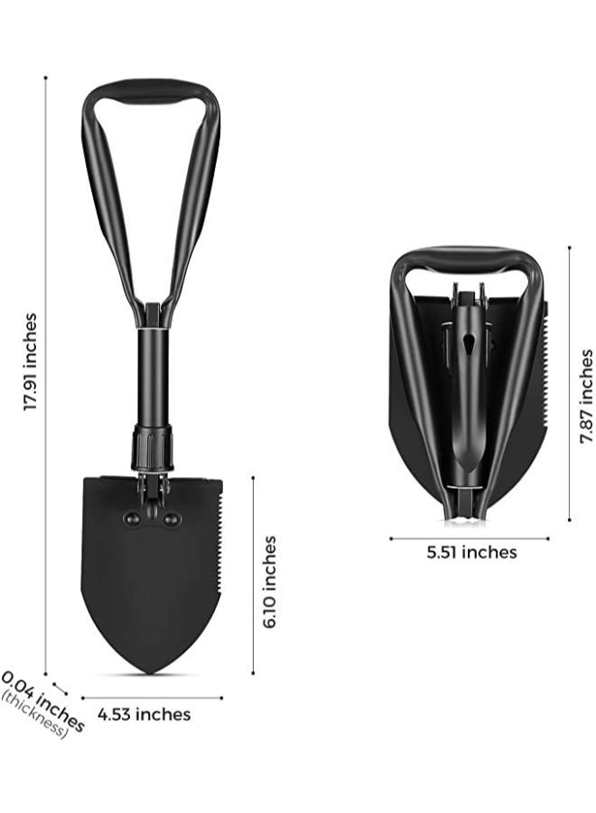 Portable Folding Shovels, Collapsible Camping Shovel with Nylon Carrying Pouch and High Carbon Steel Handle, Compact and Multi-Functional Tool  - Image 2