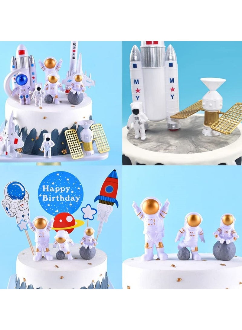 SYOSI Astronaut Cake Decoration Birthday Cake Decoration Astronaut Figures Cake Decoration Space Cake Topper Happy Birthday Children's Birthday Cake Decoration Birthday Party Cake Decoration - Image 2