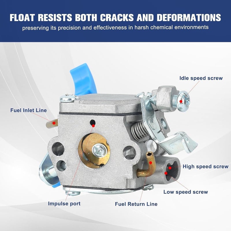 Powtol 125B 125BX 125BVX Carburetor Kit for Husqvarna 125B 125BVX 125BX Handheld Leaf Blower Parts Replace 590460102 545081811 ZAMA C1Q-W37 581798001 with 125B Air Filter Primer Bulb Kit - Image 5