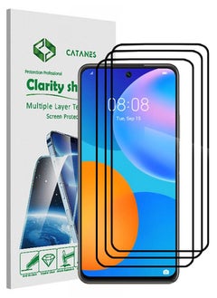 CATANES 3 Pack For Huawei P smart 2021 Screen Protector Tempered Glass Full Glue Back  - Image 1