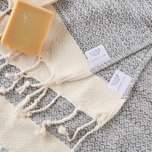 BAY LAUREL Turkish Hand Towel Pack of 2 Soft Absorbent Decorative Towels for Bathroom Hand Face Hair Gym Yoga SPA Kitchen Tea Boho Decor Gray Diamond 15x26 Inches Set of 2 - Image 3
