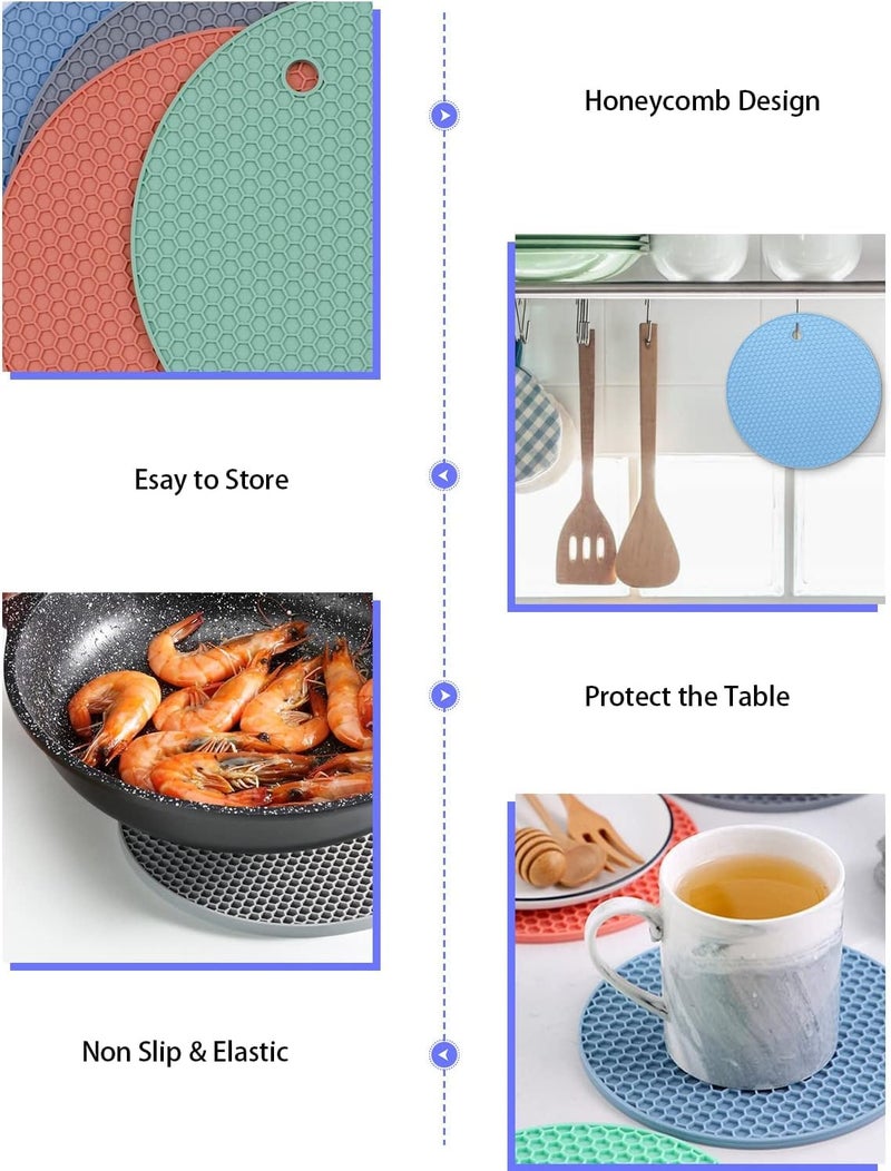 Spellwish 4 PCS Silicone Trivet Mats, Food Grade Silicone, BPA Free, Versatile Silicone Hot Pads for Kitchen, Suitable for Fondue Mats, Can Openers and Spoon Rests - Image 3