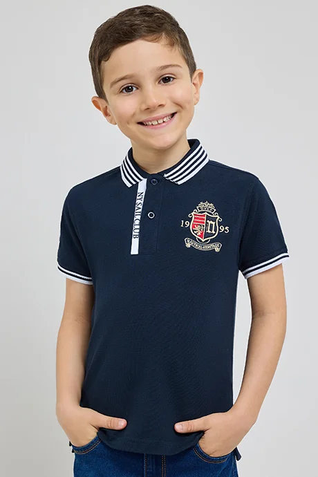 أر أند بي Embroidered Polo T-Shirt with Short Sleeves
