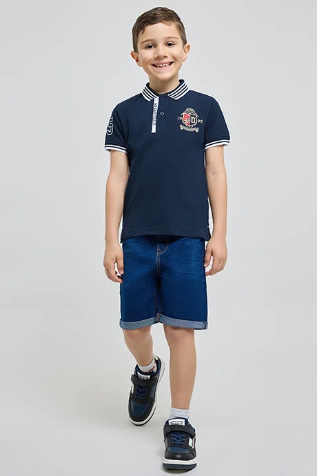 أر أند بي Embroidered Polo T-Shirt with Short Sleeves