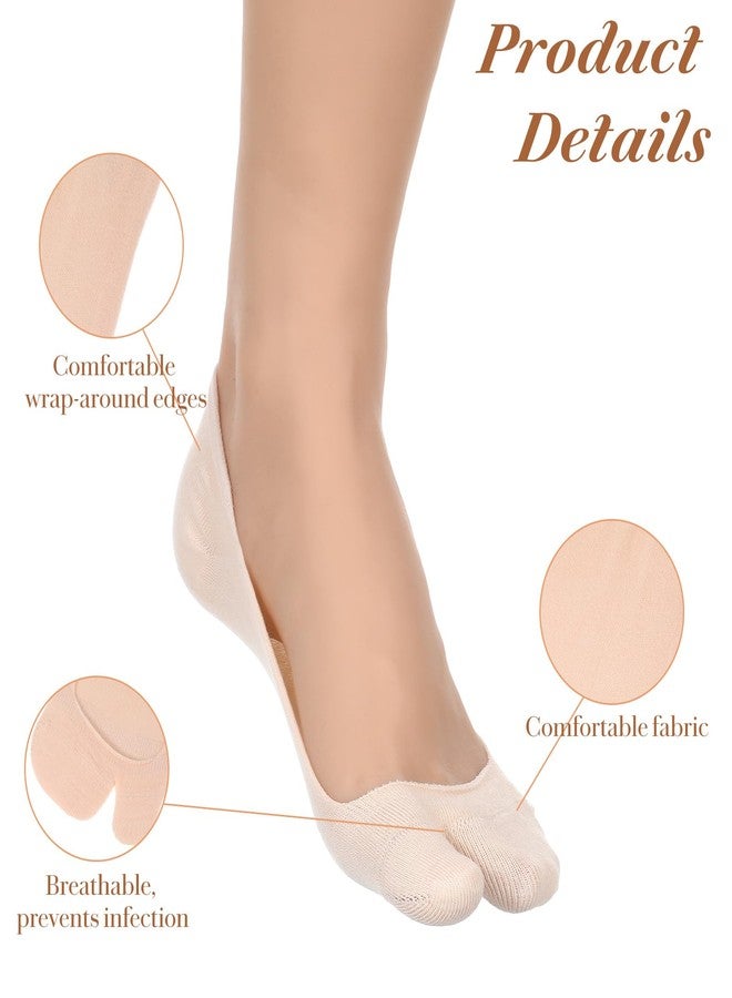 جوارب تابي المخفية من ValueBargain، 3 أزواج، جوارب تابي المخفية، بطانة غير مرئية مانعة للانزلاق للأحذية المسطحة والأحذية الرياضية والأحذية بدون كعب (بيج، أبيض، ولون البشرة) - Image 2