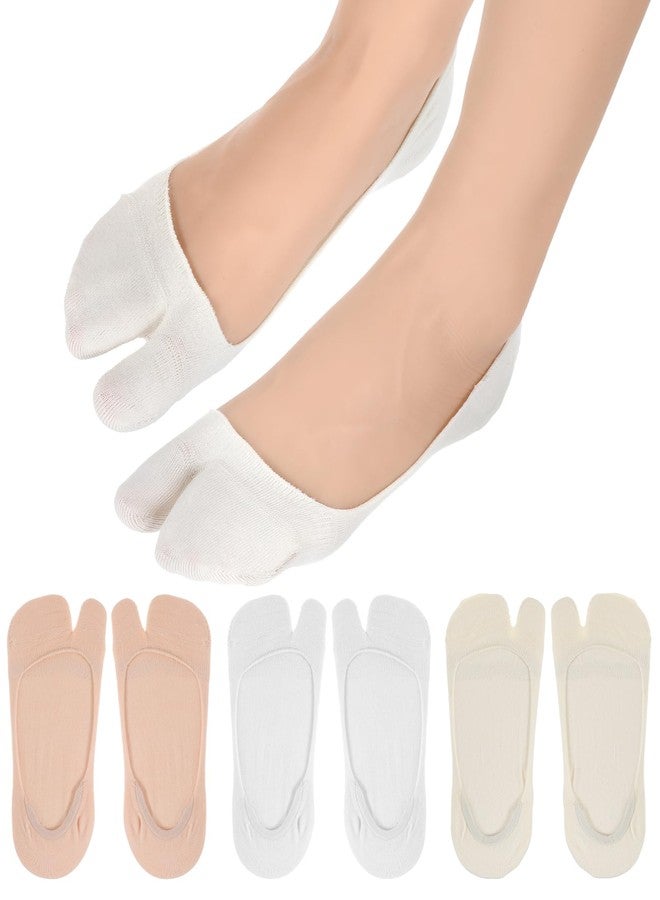 جوارب تابي المخفية من ValueBargain، 3 أزواج، جوارب تابي المخفية، بطانة غير مرئية مانعة للانزلاق للأحذية المسطحة والأحذية الرياضية والأحذية بدون كعب (بيج، أبيض، ولون البشرة) - Image 1