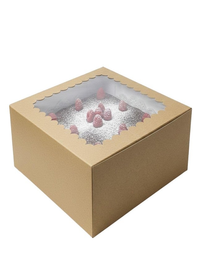 Intactmedia Kraft Cake Box with Window - 360gsm Sturdy Brown Pastry Box for Donuts, Cupcakes & Cookies - Media Bakery Gift Box for Xmas & Party Favors Pack of 15 - Image 4