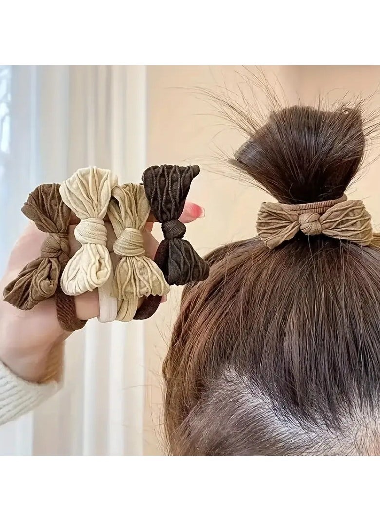 Goolsky 10pcs Bow Hair Band, Durable Hair Rope, Elastic And Simple Retro Headwear, Hair Accessories For Girls  - Image 1
