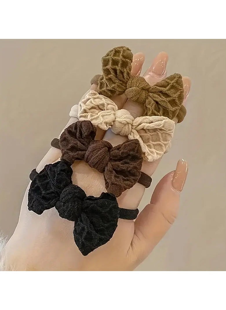 Goolsky 10pcs Bow Hair Band, Durable Hair Rope, Elastic And Simple Retro Headwear, Hair Accessories For Girls  - Image 4