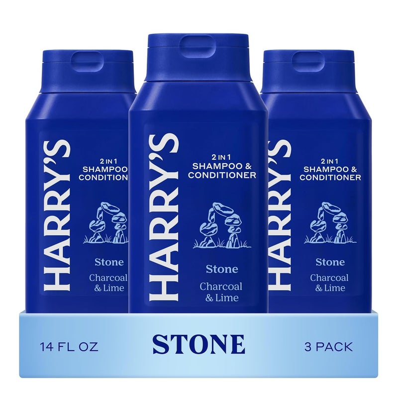 Harry's Men's 2 in 1 Shampoo and Conditioner for All Hair Types - New Stone Scent - (3 Pack) 14 fl oz - No Parabens or Sulfates - Image 1