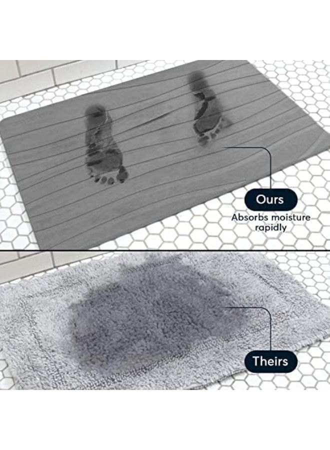 SUTERA - Stone Bath Mat, Diatomaceous Earth Shower Mat, Non-Slip Super Absorbent Quick Drying Bathroom Floor Mat, Natural, Easy to Clean (23.5 x 15 Gray) - Image 1