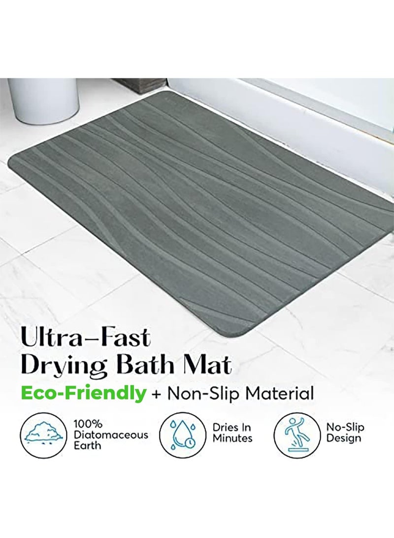 SUTERA - Stone Bath Mat, Diatomaceous Earth Shower Mat, Non-Slip Super Absorbent Quick Drying Bathroom Floor Mat, Natural, Easy to Clean (23.5 x 15 Gray) - Image 2