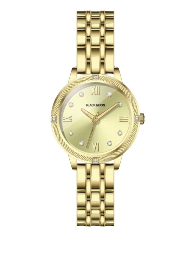 Black Moon - Embellished Round Gold Dial Analog Gold Watch - Image 1