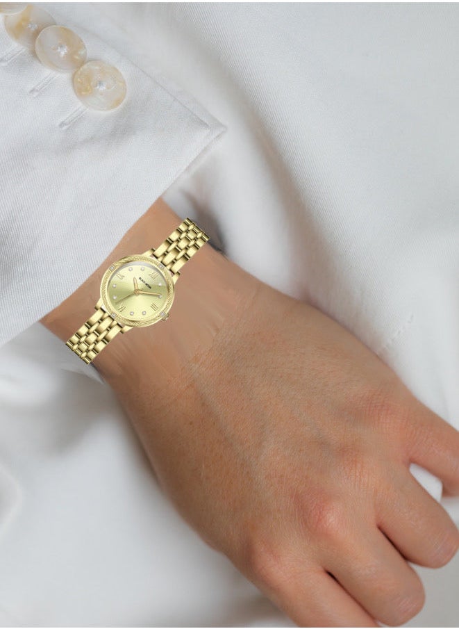 Black Moon - Embellished Round Gold Dial Analog Gold Watch - Image 1
