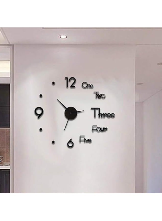 3D Analog Wall Clock – Black Wood Design with Mixed Numbers & Letters - Image 3