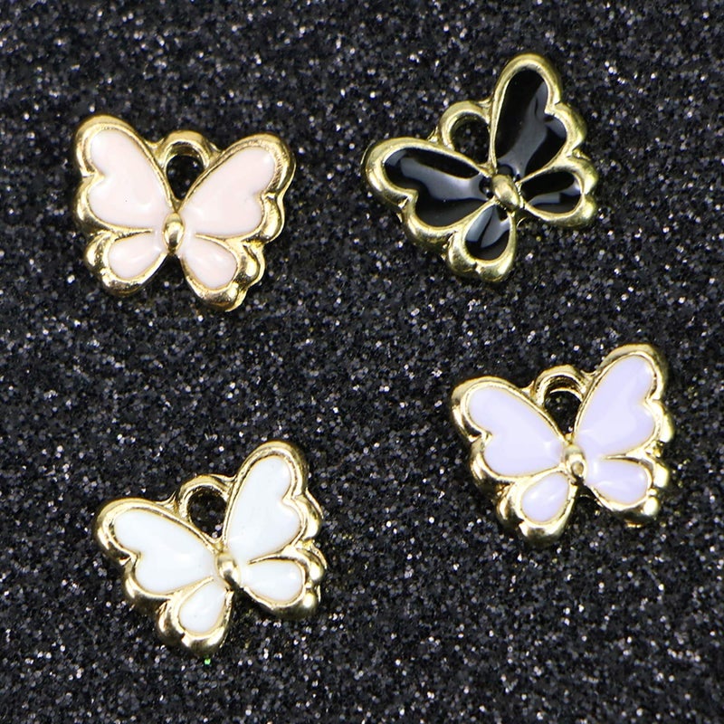 Monrocco YOUNGFIT Monrocco 40 Pcs Enamel Butterfly Charms Bracelet Pendant Charms for Jewelry Making alloy - Image 2
