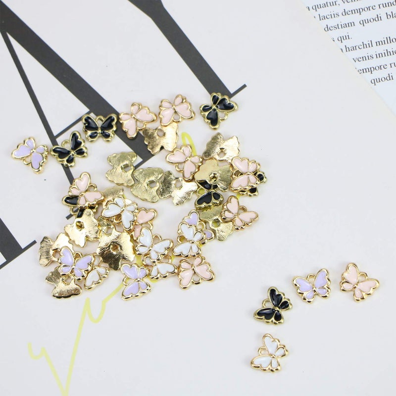 Monrocco YOUNGFIT Monrocco 40 Pcs Enamel Butterfly Charms Bracelet Pendant Charms for Jewelry Making alloy - Image 4