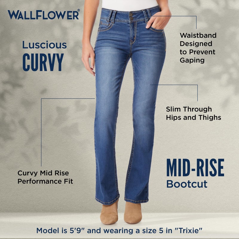 WallFlower Women's InstaStretch Luscious Curvy Bootcut Jeans, Trixie, 7 - Image 4