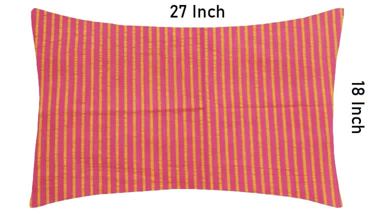 Tidy Striped 100% Cotton Pillow Covers (Not Pillow), 18"x 27", Sheer Suckker Design - Set of 4 Pieces, Pink, Yellow - Image 3