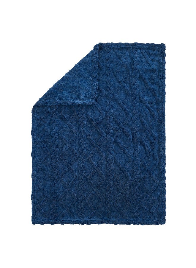 KMUSET Kids Blanket for Boys Girls 30 x 40 inches, Soft Cozy Fuzzy Swaddle 3D Jacquard Throw Blanket, Navy - Image 3