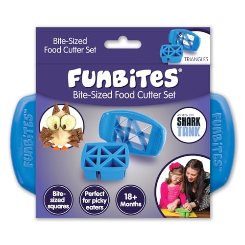 FunBites Food Cutter, Sandwich Cutter for Kids, Bento Lunch Box Accessory, Cuts Food into Bite-Size Shapes – Blue Triangles - Image 1