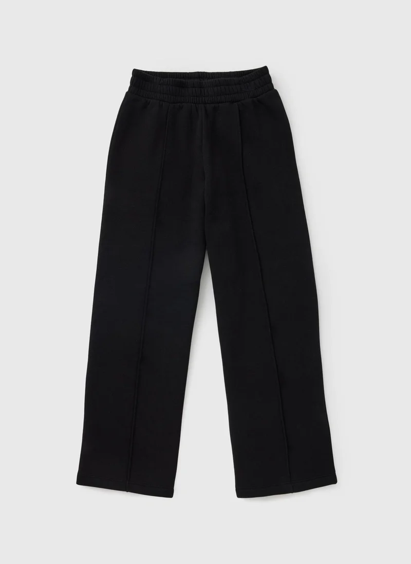 Matalan Girls Black Wide Leg Jogging Bottoms