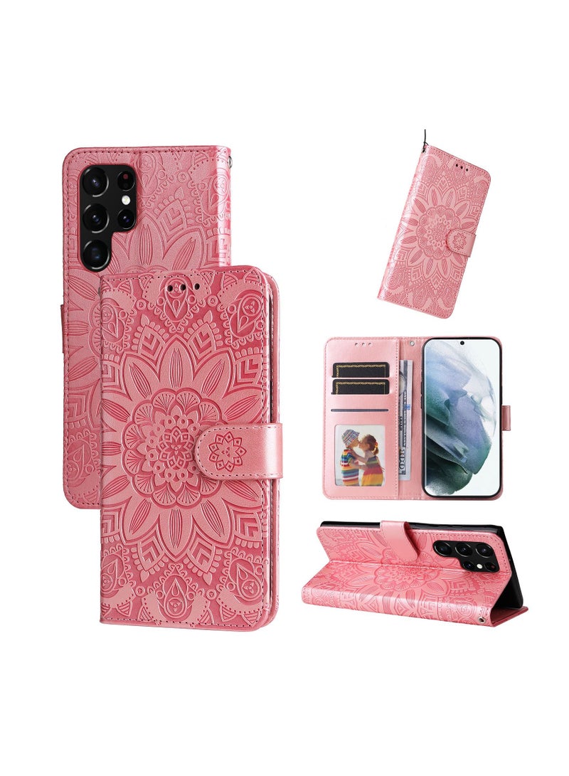 Suteni غطاء flip مزخرف بالحرارة مع فتحات بطاقات من الجلد لهاتف سامسونج - Image 3